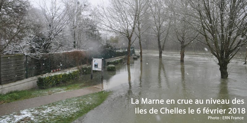 La Marne en Crue au niveau des iles de Chelles en 2018 - ERNF