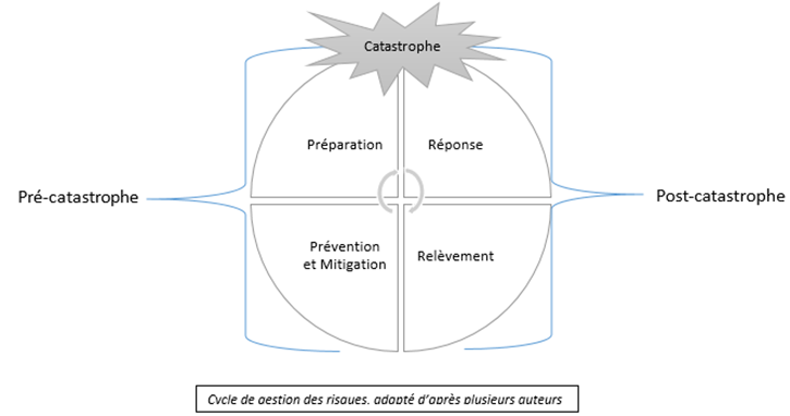 Schéma Cycle de gestion des risques adapté d'après plusieurs auteurs